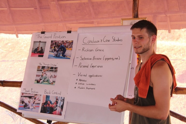 Yoga Internship student giving a presentation