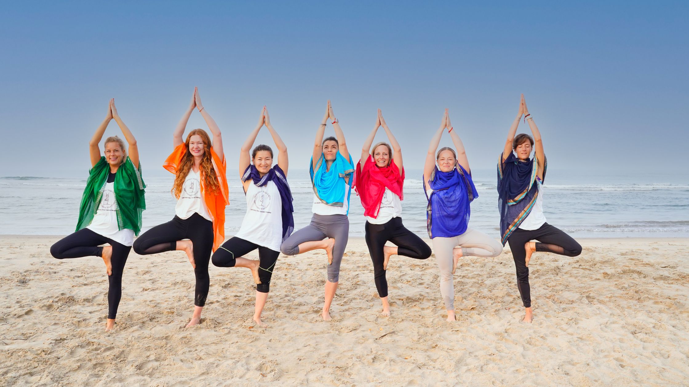 Yoga students practising during a Goa yoga retreat at Himalaya Yoga Valley